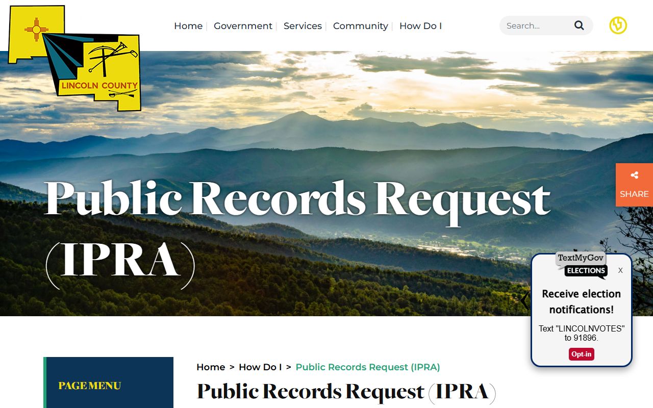 Lincoln County District Court Clerk records county IPRA routing