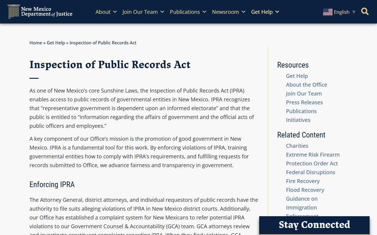 Lincoln County arrest records New Mexico DOJ IPRA overview