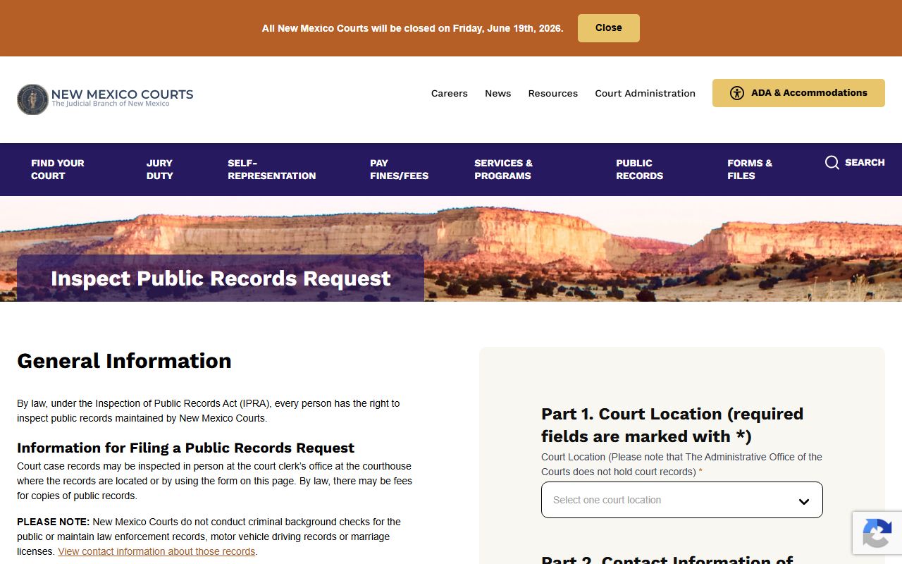 Lincoln County court records New Mexico Courts IPRA request form