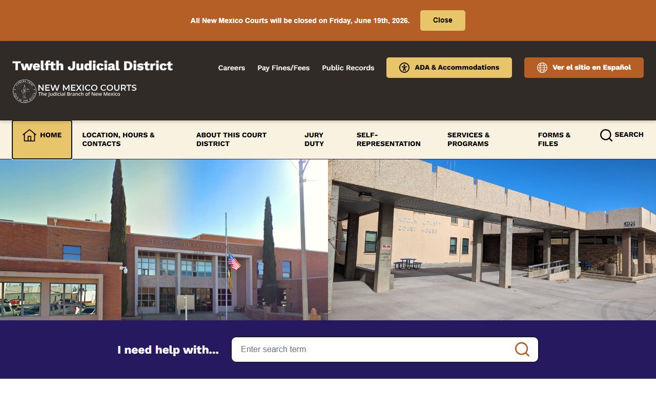 Lincoln County court records Twelfth Judicial District homepage