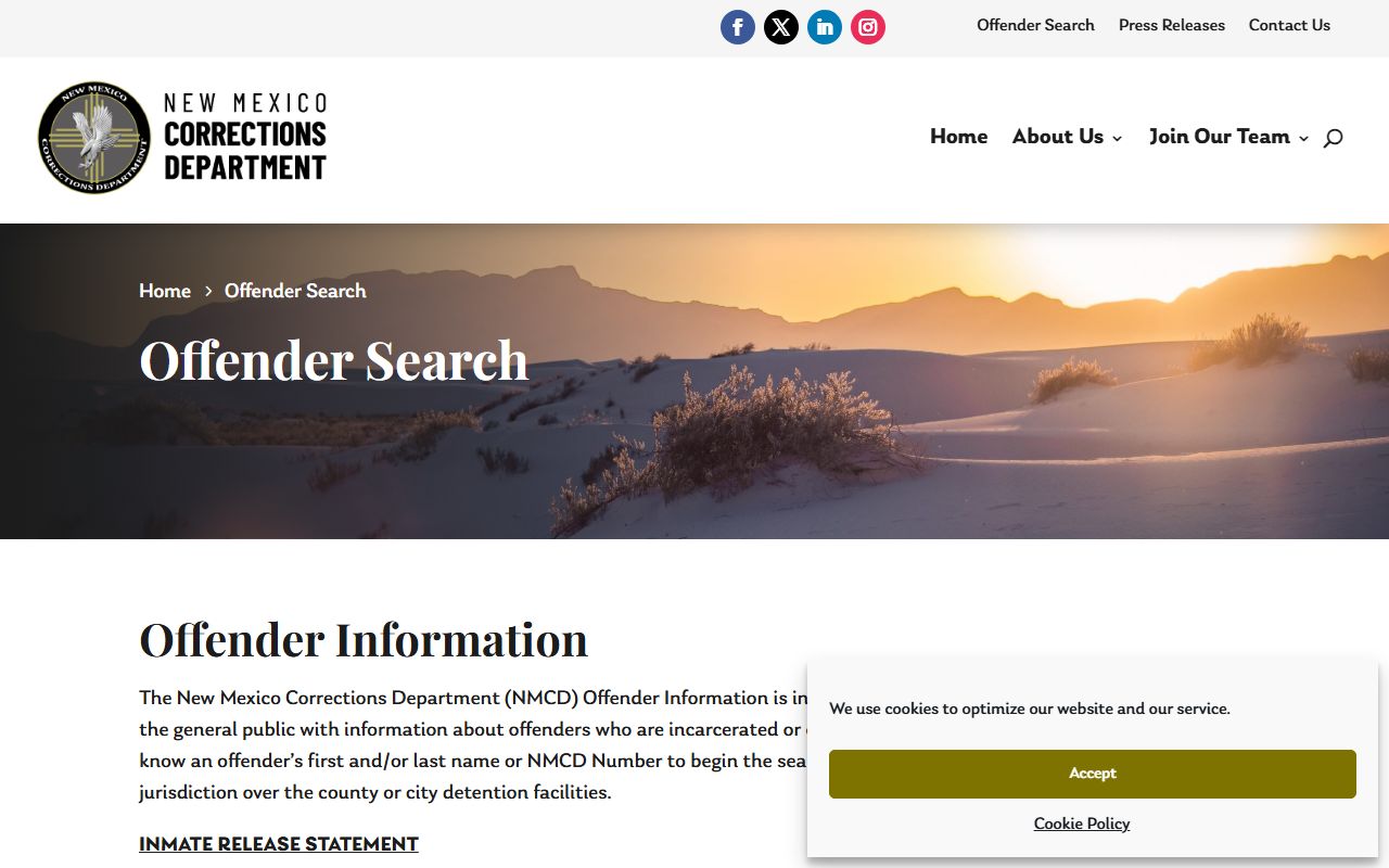 Lincoln County inmate records New Mexico Corrections Department offender search