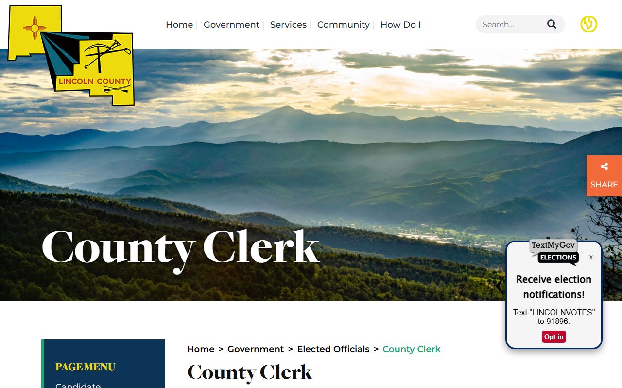 Lincoln County marriage records County Clerk page