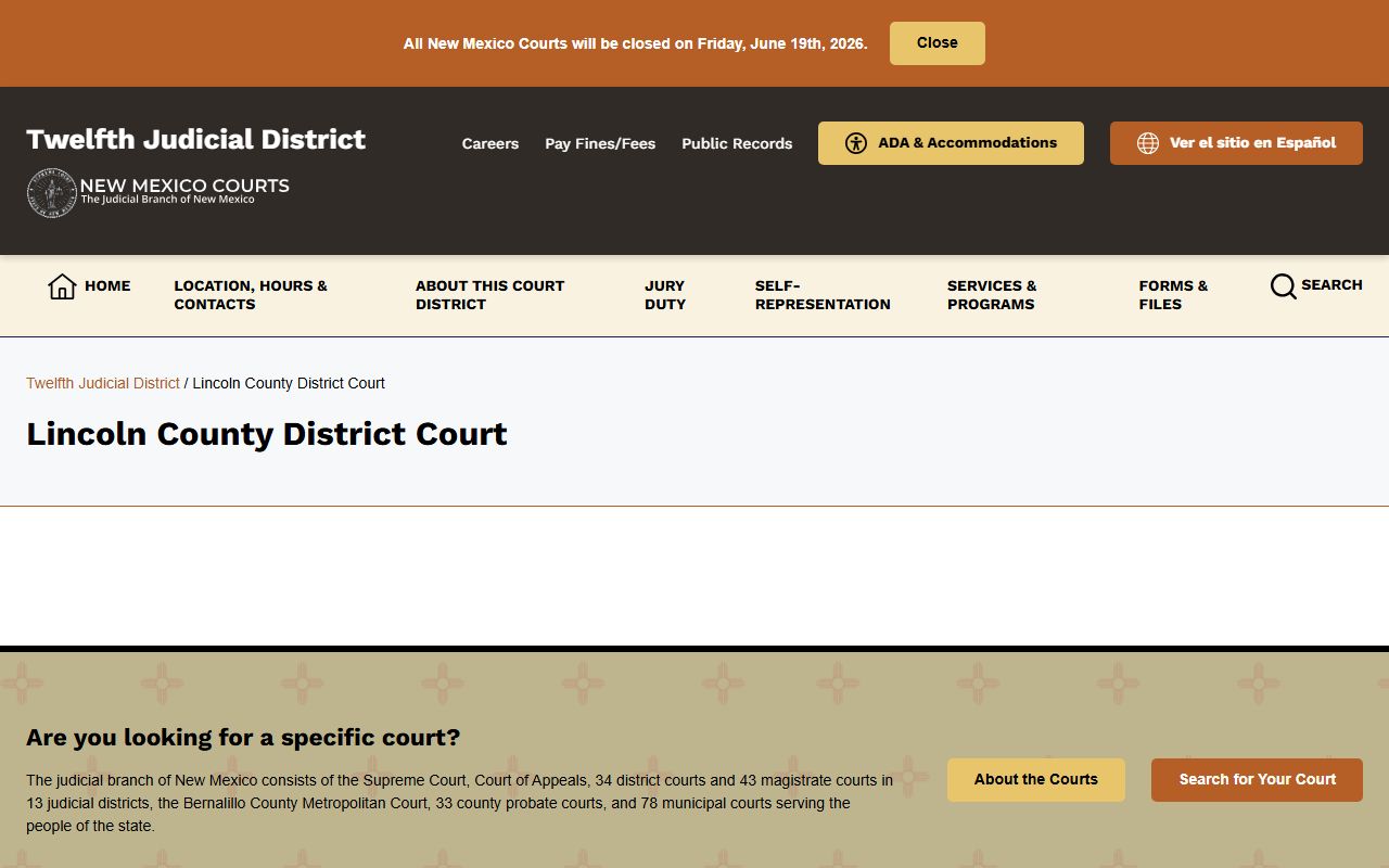 Lincoln County divorce records District Court page