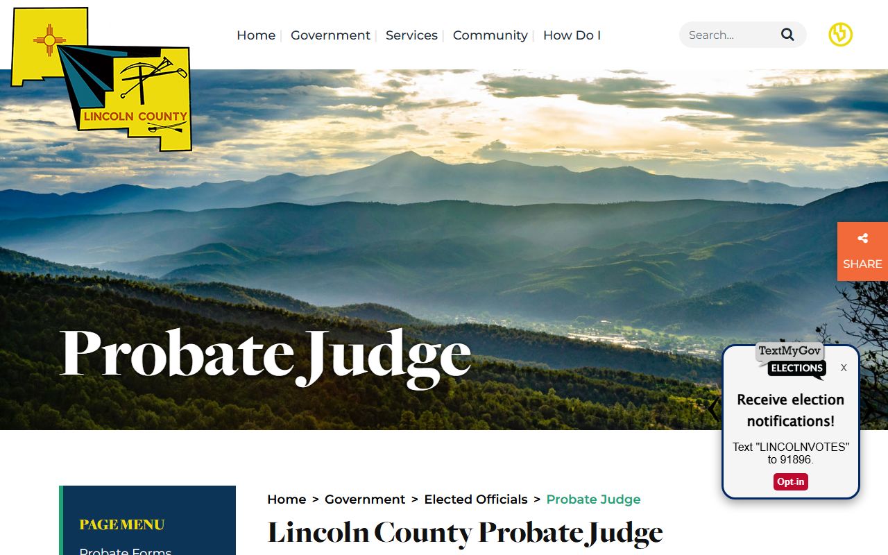 Lincoln County probate records Probate Judge page