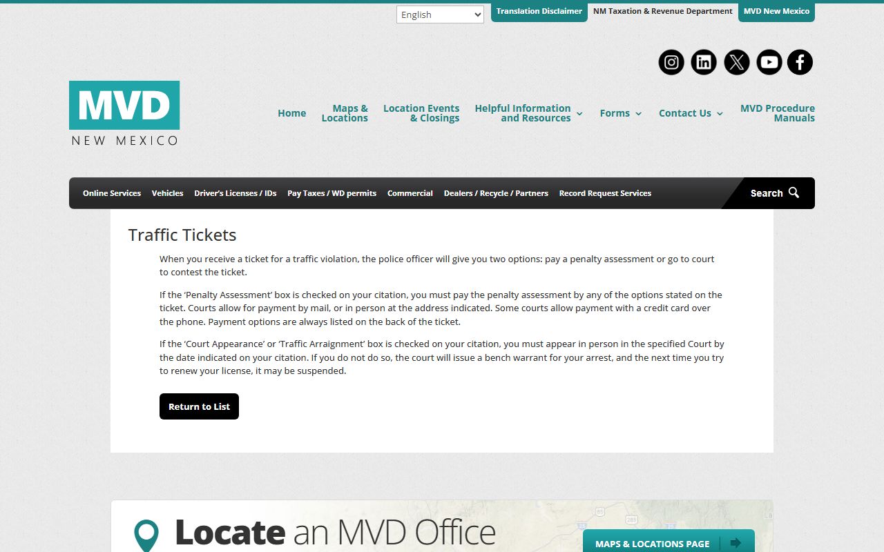 Lincoln County traffic court records New Mexico MVD traffic ticket guidance