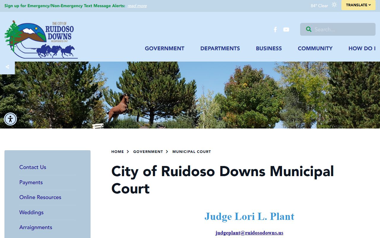 Lincoln County traffic court records Ruidoso Downs Municipal Court